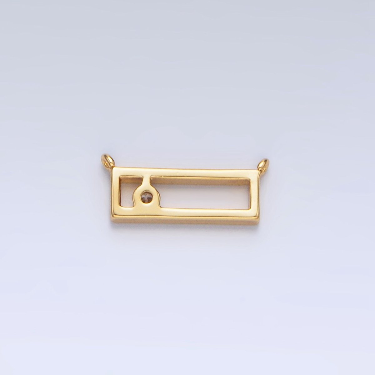 14K Gold Filled Clear CZ Open Rectangular Bar Connector | G816 - DLUXCA