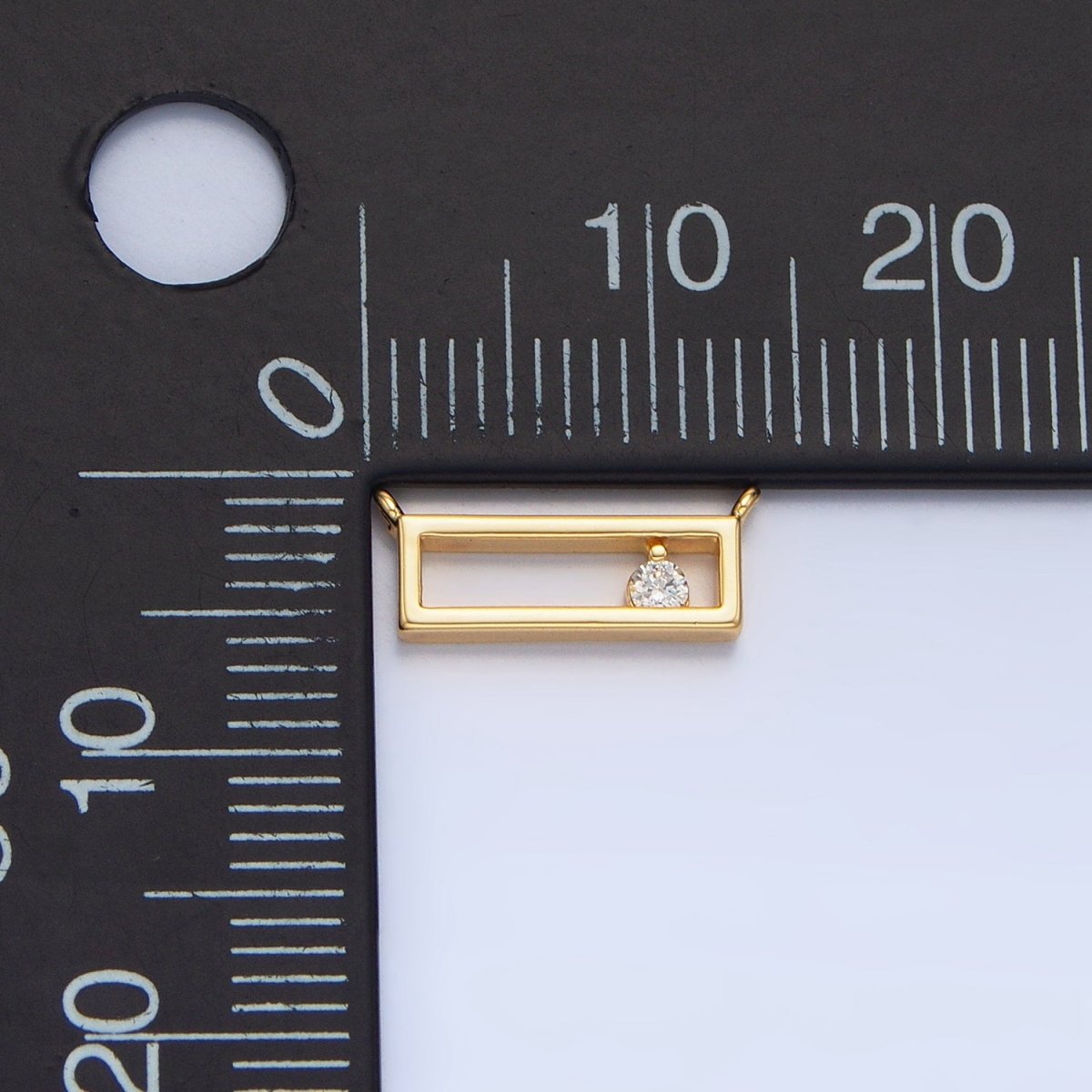 14K Gold Filled Clear CZ Open Rectangular Bar Connector | G816 - DLUXCA