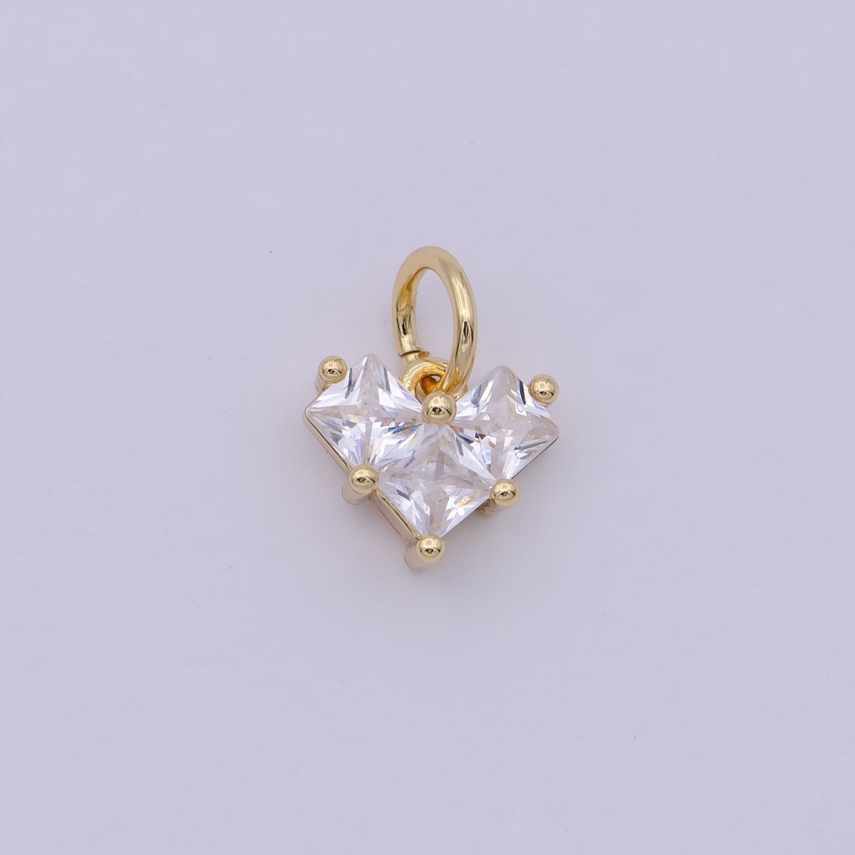 14K Gold Filled Clear CZ Pixelated Heart Mini Add - On Charm | C193 - DLUXCA