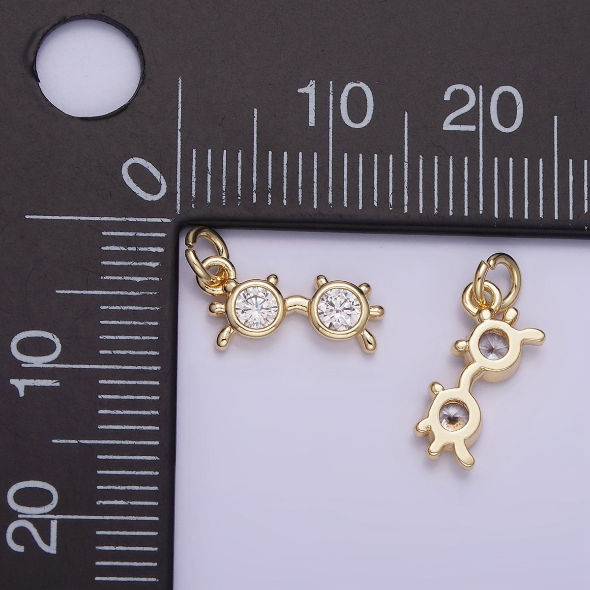 14K Gold Filled Clear CZ Sunglasses Shades Spectacle Charm | W669 - DLUXCA