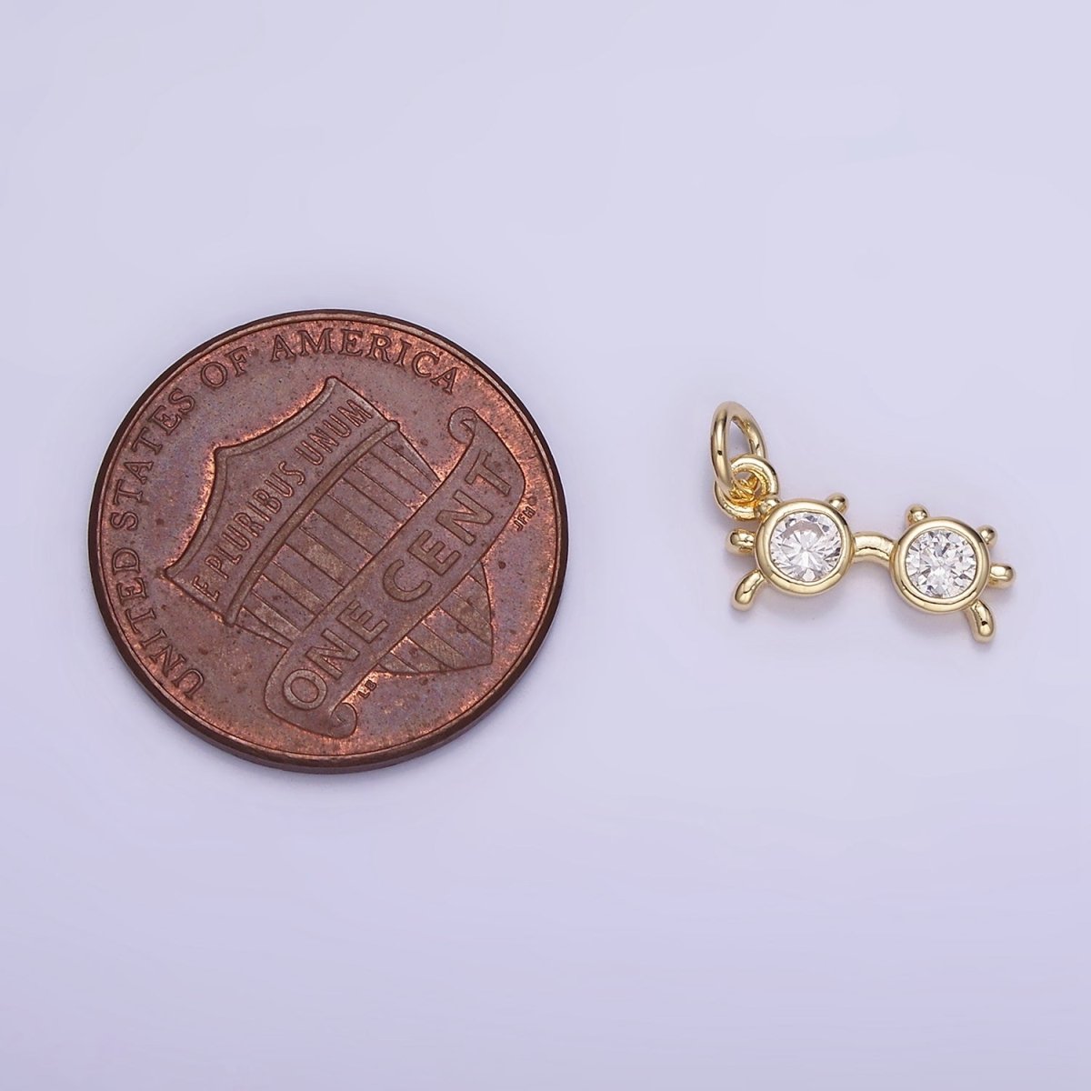 14K Gold Filled Clear CZ Sunglasses Shades Spectacle Charm | W669 - DLUXCA