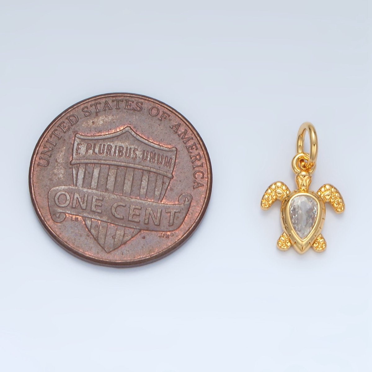 14K Gold Filled Clear CZ Tortoise Turtle Sea Animal Charm | AG887 - DLUXCA