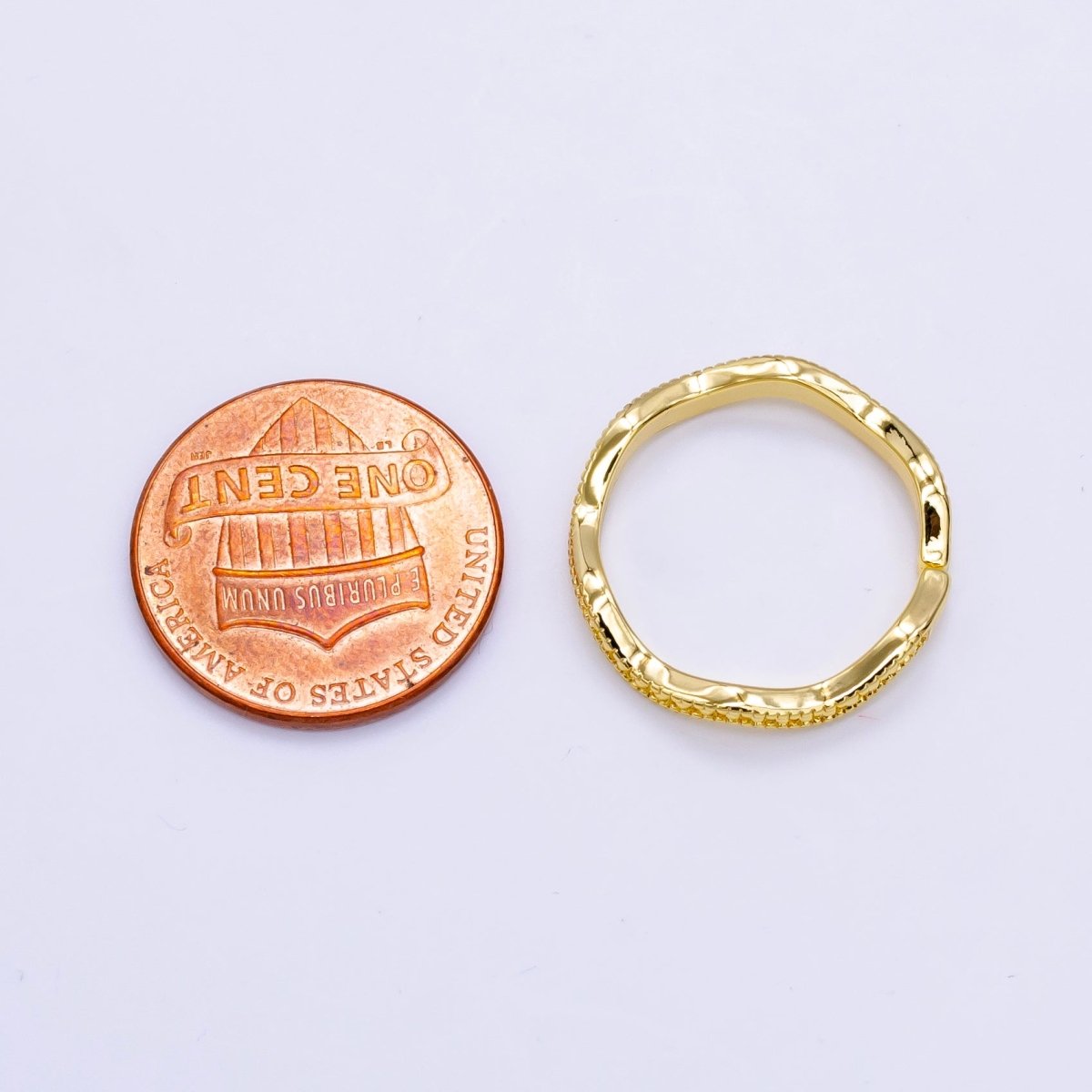 14K Gold Filled Curved Bubble Beaded Minimalist Ring | U514 - DLUXCA