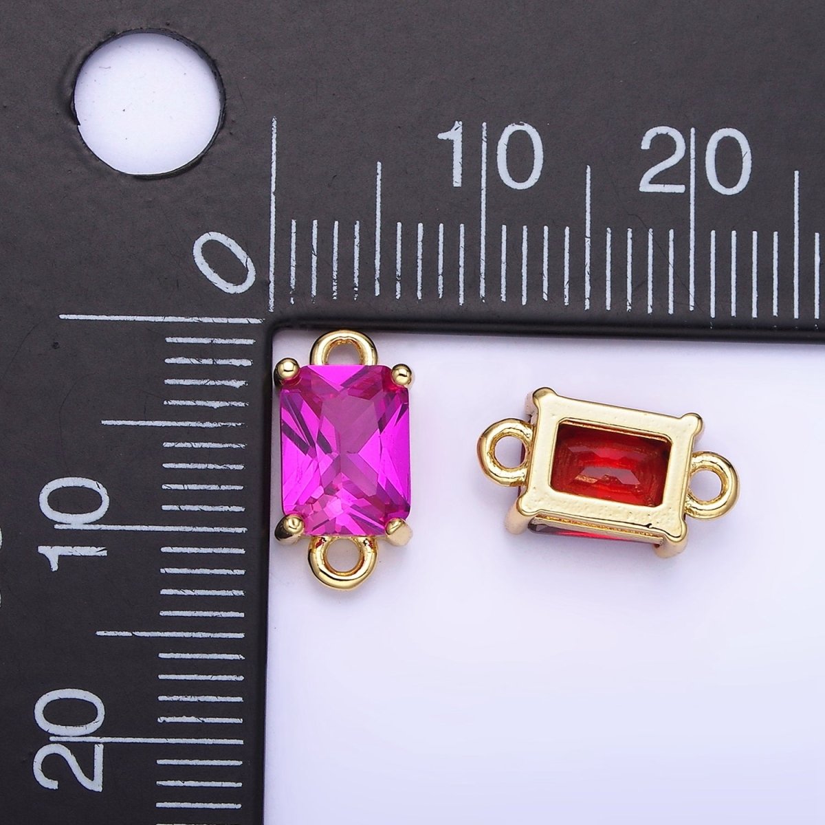 14K Gold Filled CZ Baguette Connector | G422 - G429 - DLUXCA