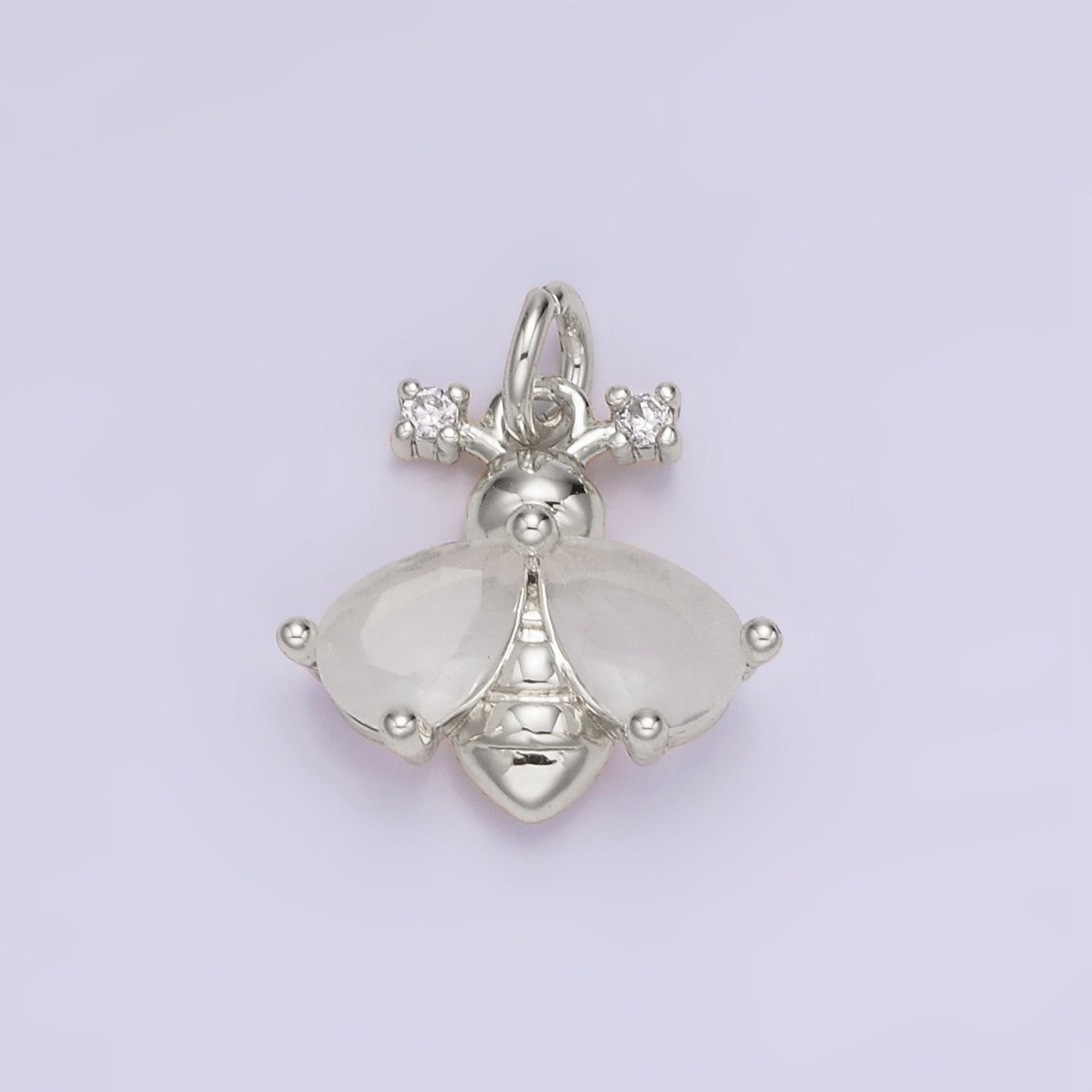 14K Gold Filled CZ Bumble Queen Bee Insect Charm in Gold & Silver | AG731 - DLUXCA