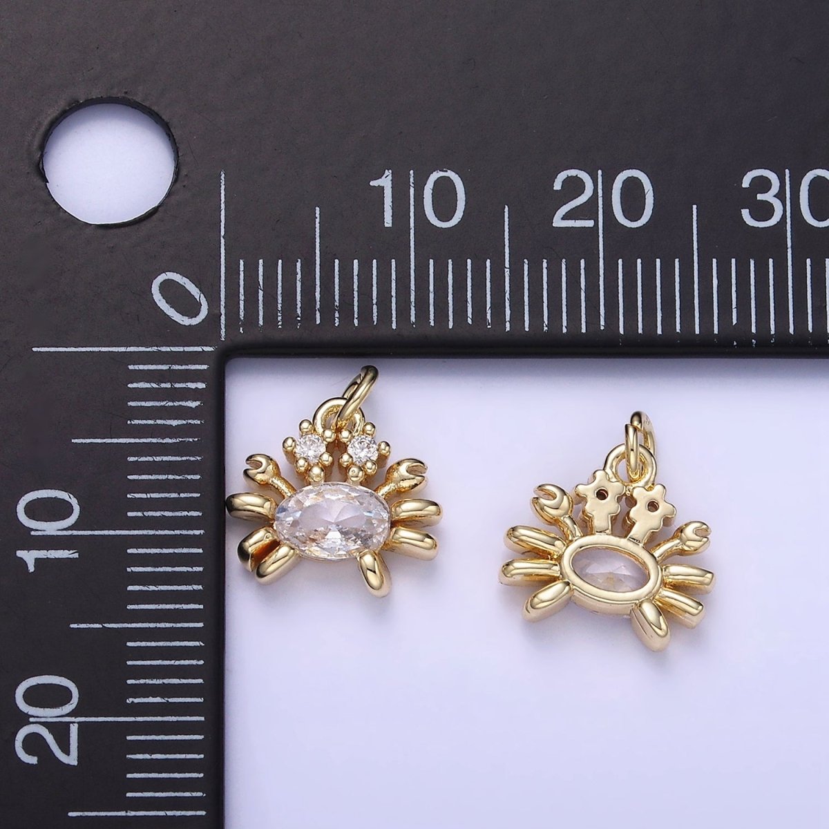 14K Gold Filled CZ Crustacean Crab Animal Mini Charm | W653 - DLUXCA