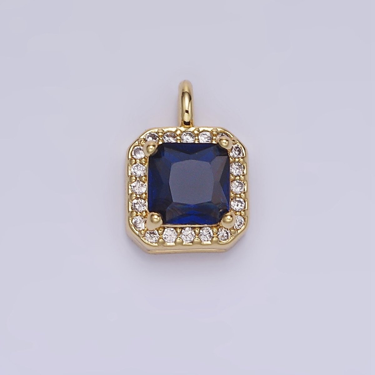 14K Gold Filled CZ Micro Paved Edged Square Charm in Gold & Silver | W684 - W695 - DLUXCA