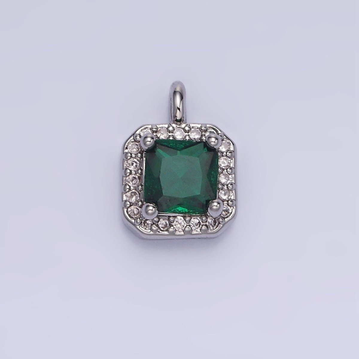 14K Gold Filled CZ Micro Paved Edged Square Charm in Gold & Silver | W684 - W695 - DLUXCA