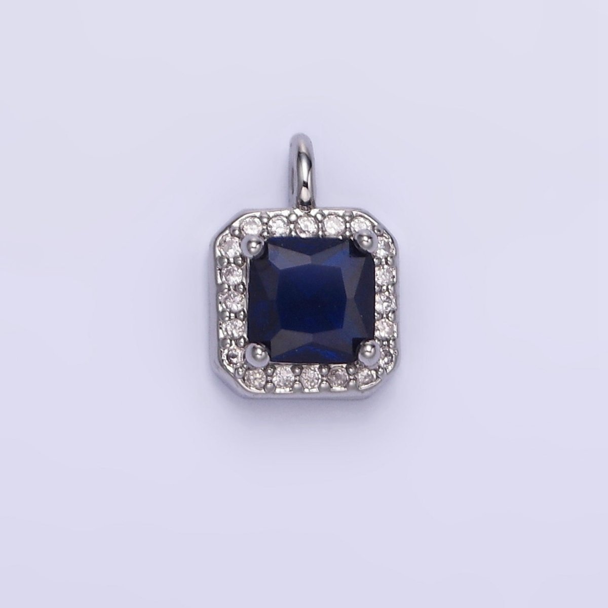 14K Gold Filled CZ Micro Paved Edged Square Charm in Gold & Silver | W684 - W695 - DLUXCA