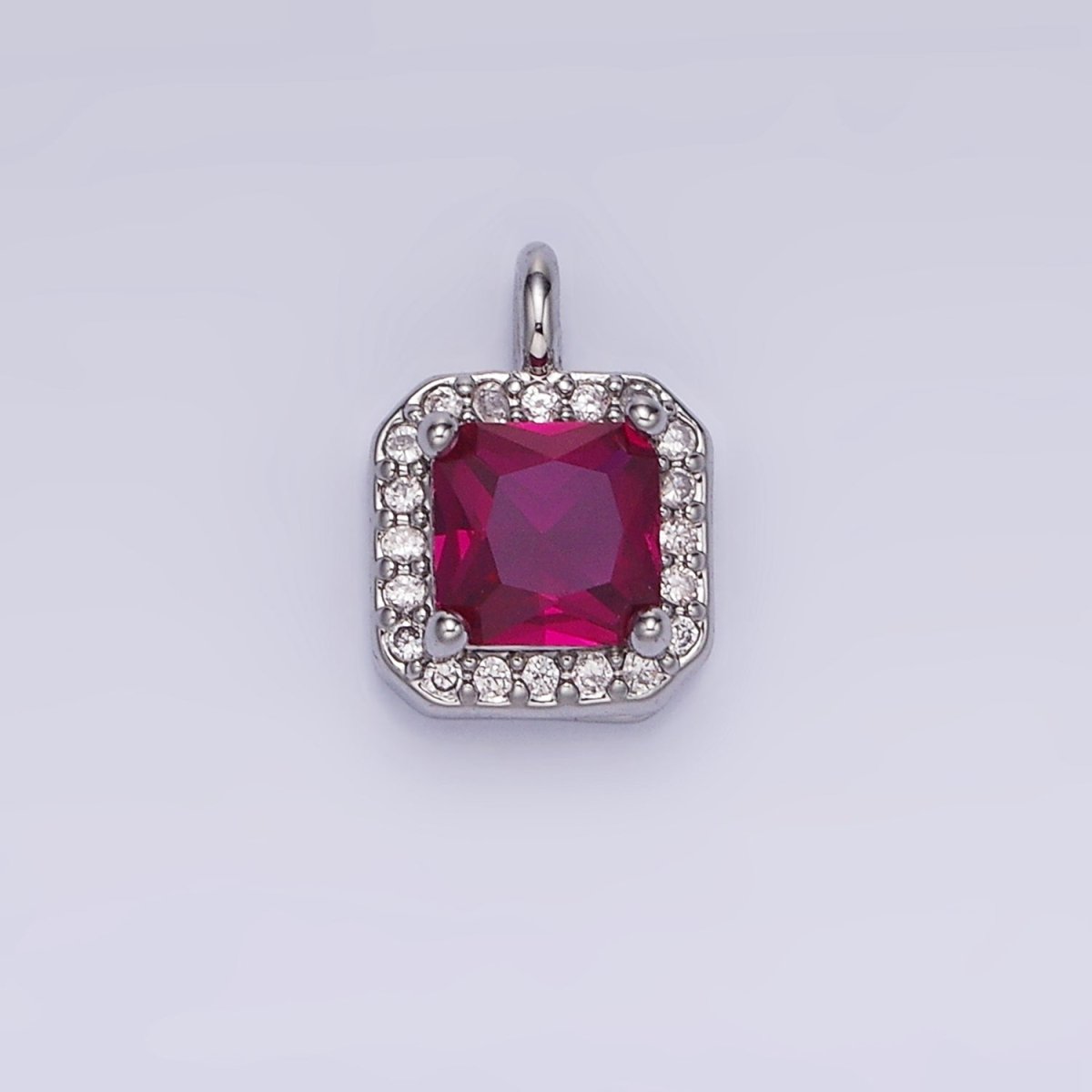 14K Gold Filled CZ Micro Paved Edged Square Charm in Gold & Silver | W684 - W695 - DLUXCA