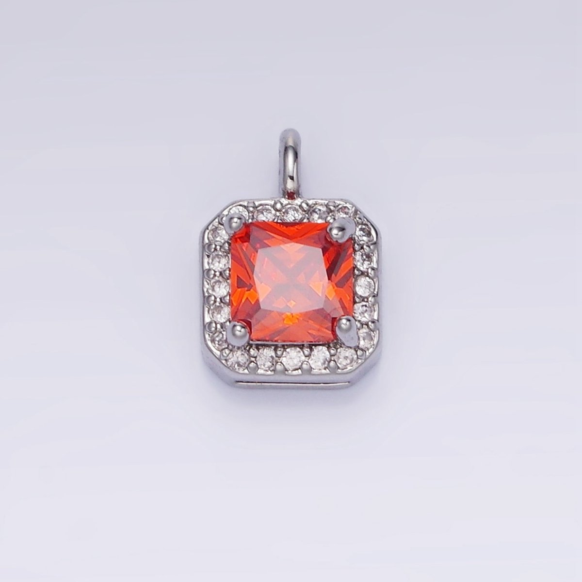 14K Gold Filled CZ Micro Paved Edged Square Charm in Gold & Silver | W684 - W695 - DLUXCA