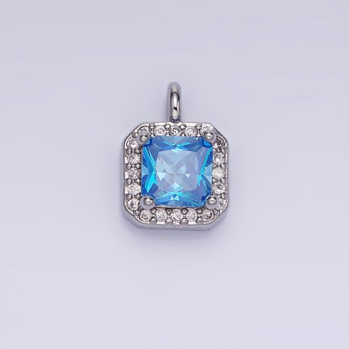 14K Gold Filled CZ Micro Paved Edged Square Charm in Gold & Silver | W684 - W695 - DLUXCA