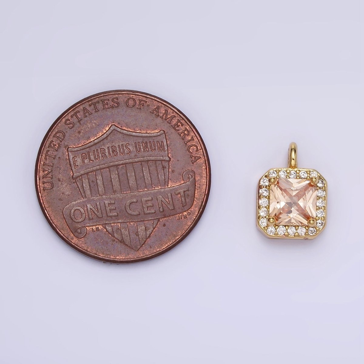 14K Gold Filled CZ Micro Paved Edged Square Charm in Gold & Silver | W684 - W695 - DLUXCA