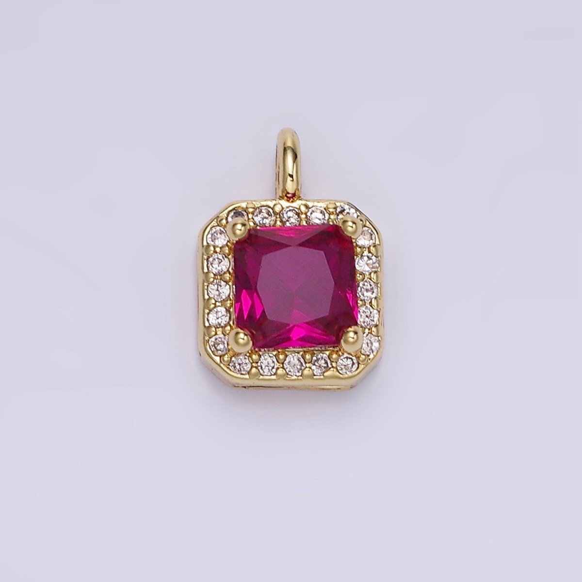 14K Gold Filled CZ Micro Paved Edged Square Charm in Gold & Silver | W684 - W695 - DLUXCA