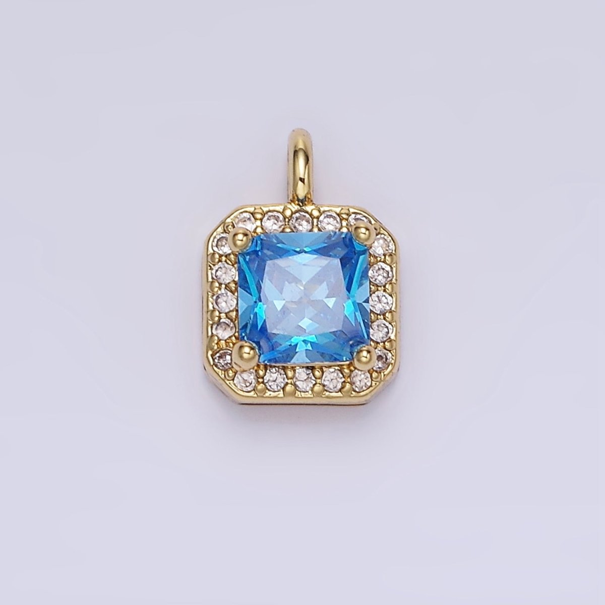 14K Gold Filled CZ Micro Paved Edged Square Charm in Gold & Silver | W684 - W695 - DLUXCA