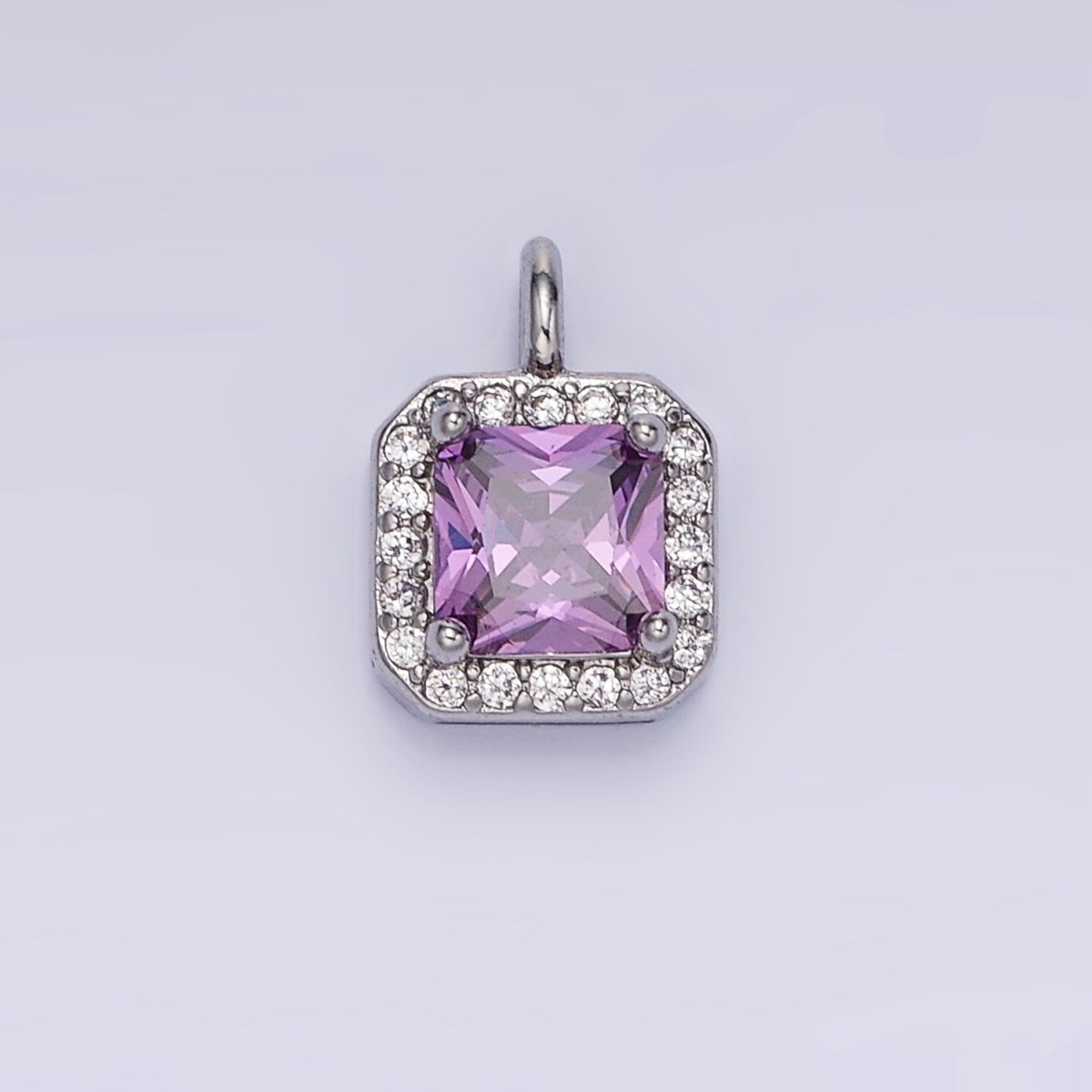 14K Gold Filled CZ Micro Paved Edged Square Charm in Gold & Silver | W684 - W695 - DLUXCA