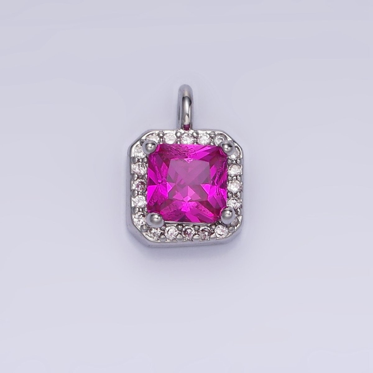 14K Gold Filled CZ Micro Paved Edged Square Charm in Gold & Silver | W684 - W695 - DLUXCA