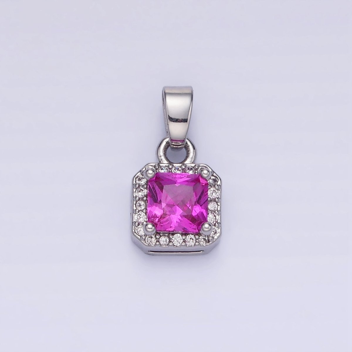 14K Gold Filled CZ Micro Paved Edged Square Pendant in Gold & Silver | AA1270 - AA1280 - DLUXCA