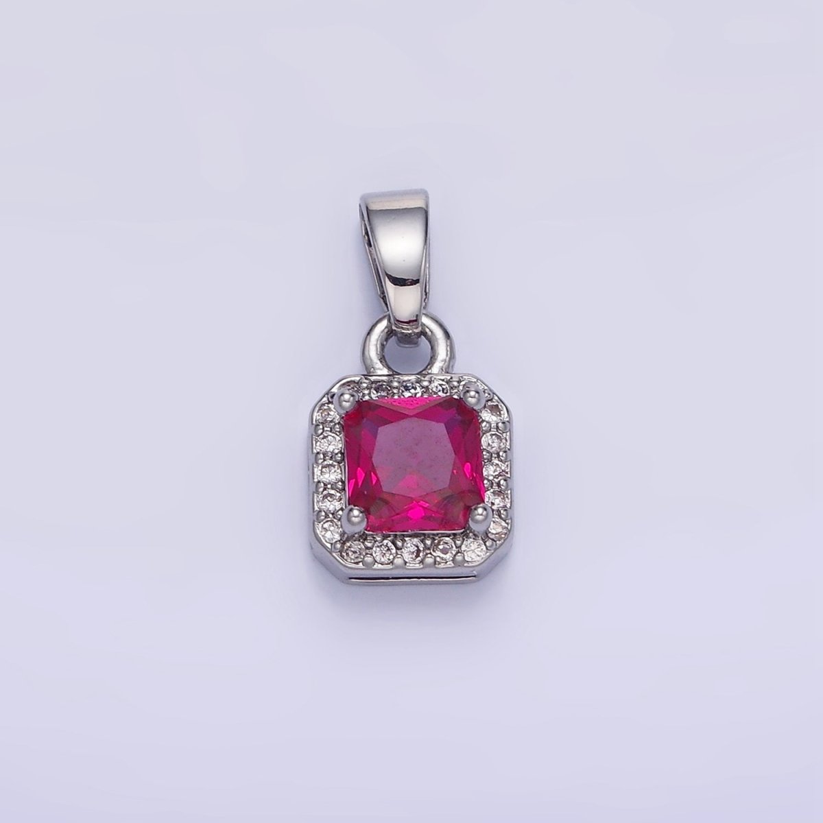14K Gold Filled CZ Micro Paved Edged Square Pendant in Gold & Silver | AA1270 - AA1280 - DLUXCA