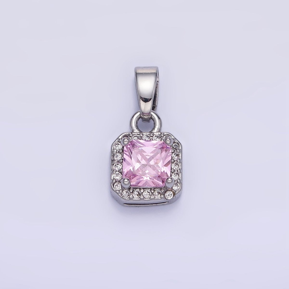 14K Gold Filled CZ Micro Paved Edged Square Pendant in Gold & Silver | AA1270 - AA1280 - DLUXCA