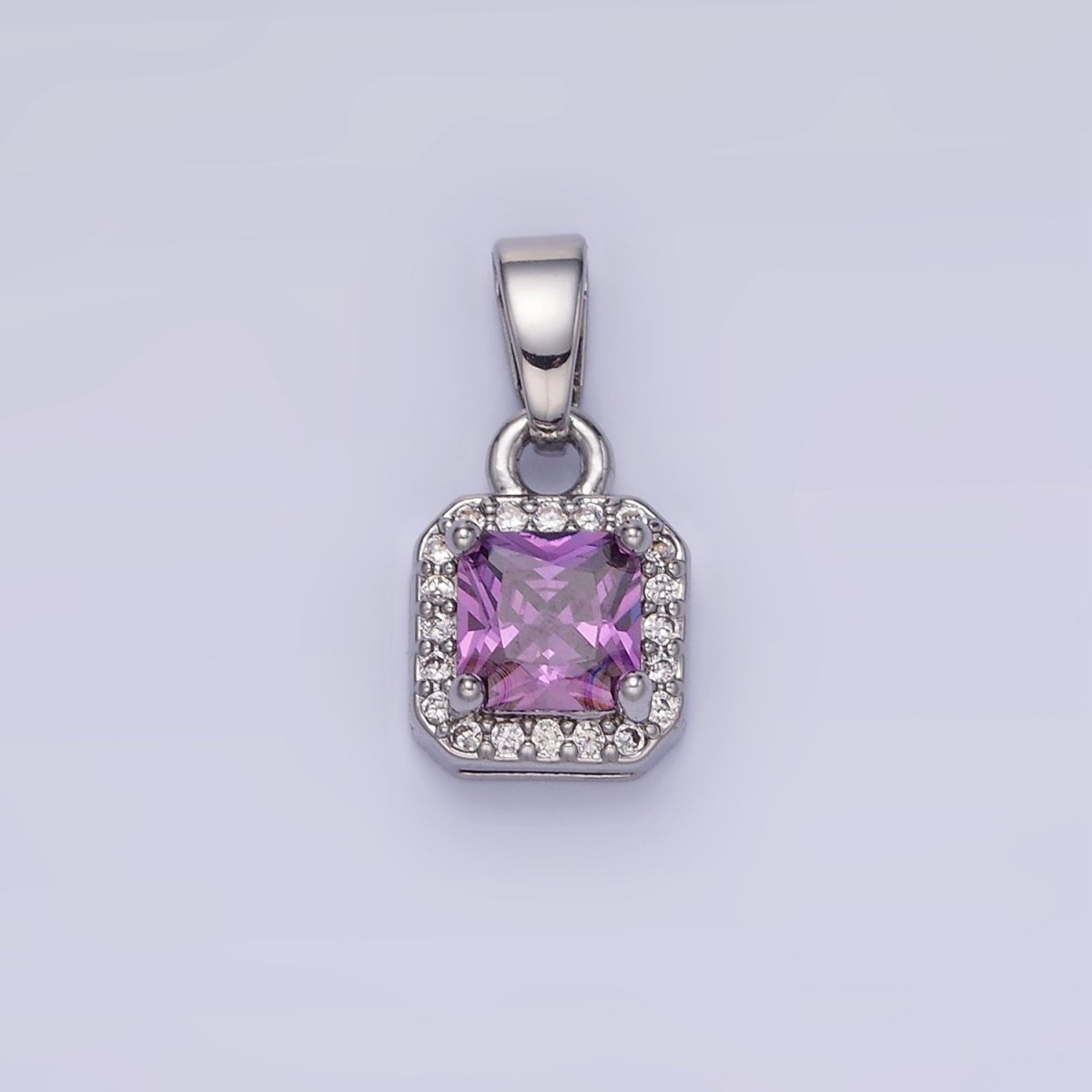 14K Gold Filled CZ Micro Paved Edged Square Pendant in Gold & Silver | AA1270 - AA1280 - DLUXCA