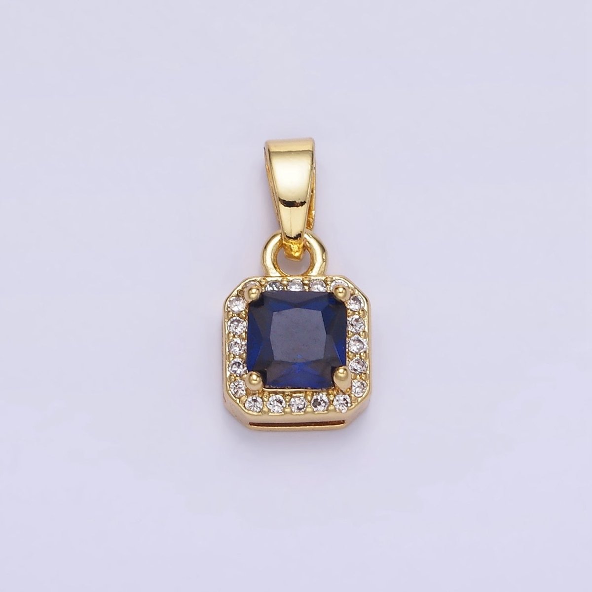 14K Gold Filled CZ Micro Paved Edged Square Pendant in Gold & Silver | AA1270 - AA1280 - DLUXCA