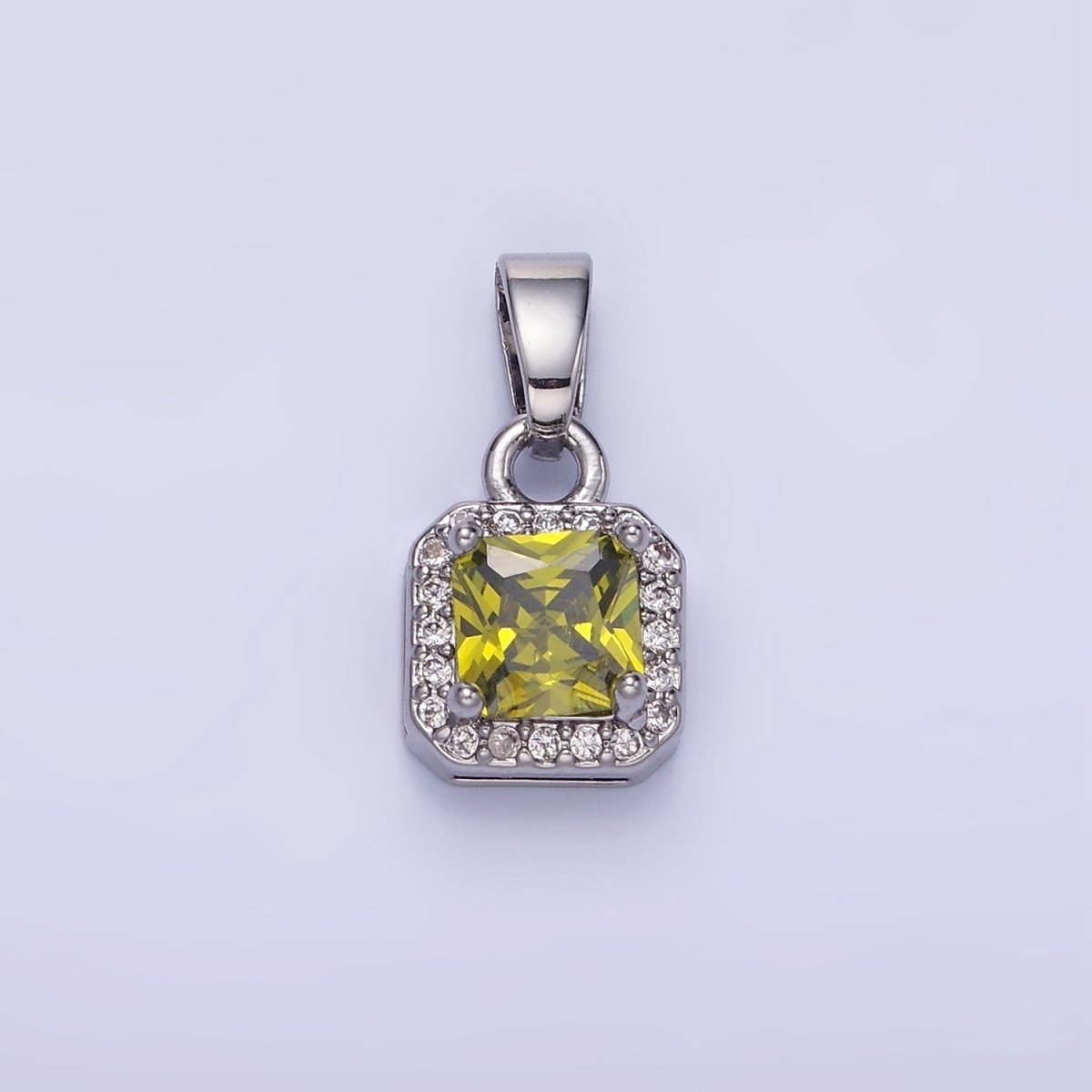 14K Gold Filled CZ Micro Paved Edged Square Pendant in Gold & Silver | AA1270 - AA1280 - DLUXCA