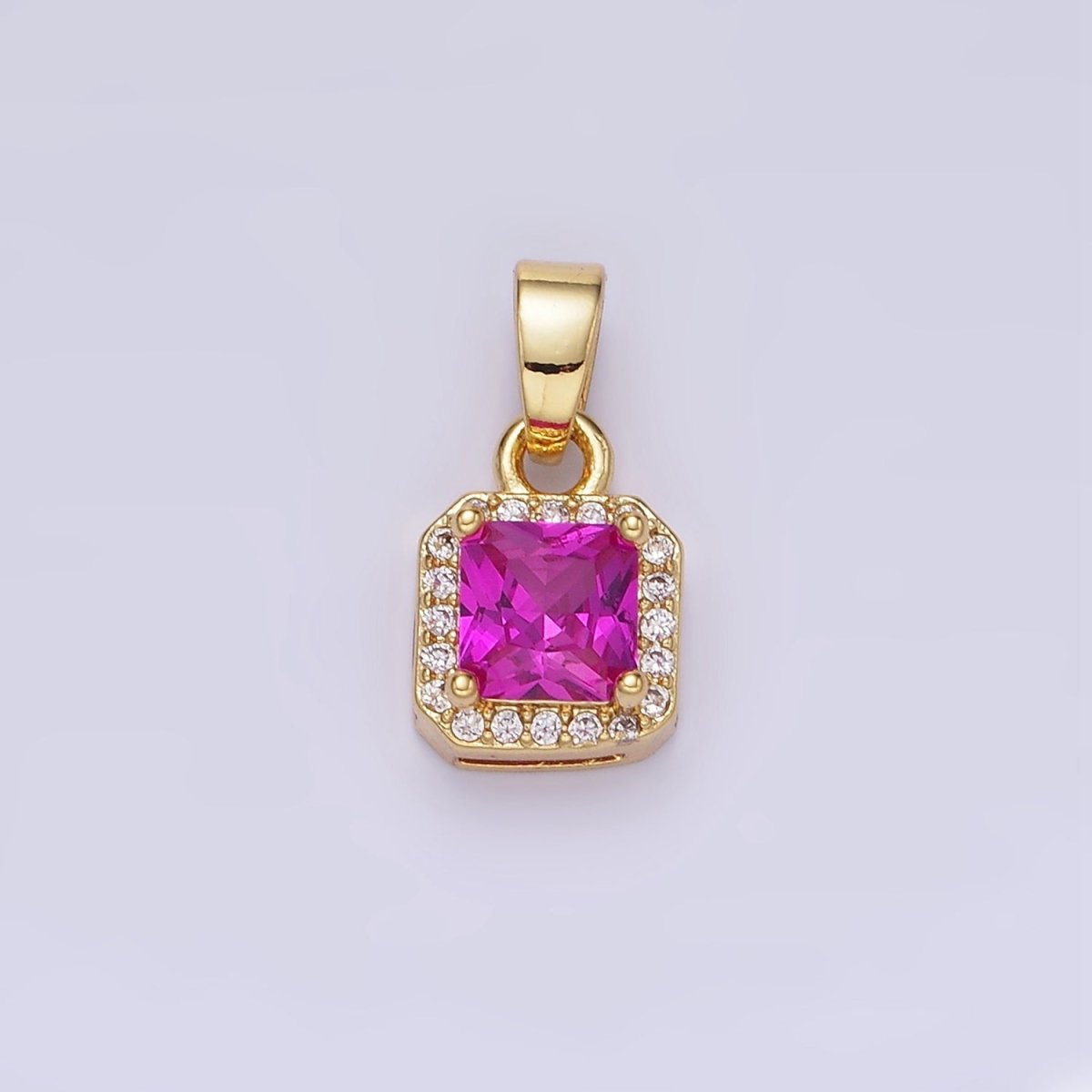 14K Gold Filled CZ Micro Paved Edged Square Pendant in Gold & Silver | AA1270 - AA1280 - DLUXCA