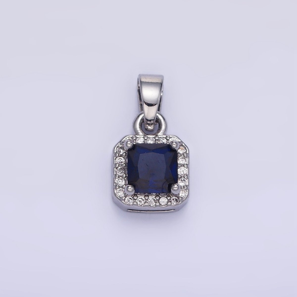 14K Gold Filled CZ Micro Paved Edged Square Pendant in Gold & Silver | AA1270 - AA1280 - DLUXCA