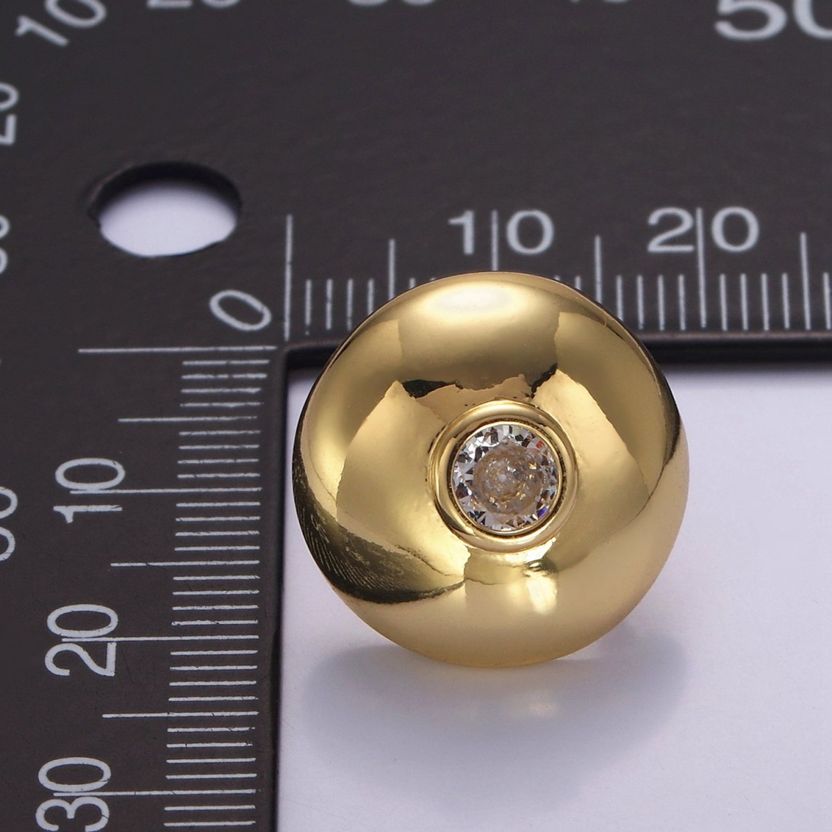 14K Gold Filled CZ Round Dome Stud Earrings | P509 - DLUXCA