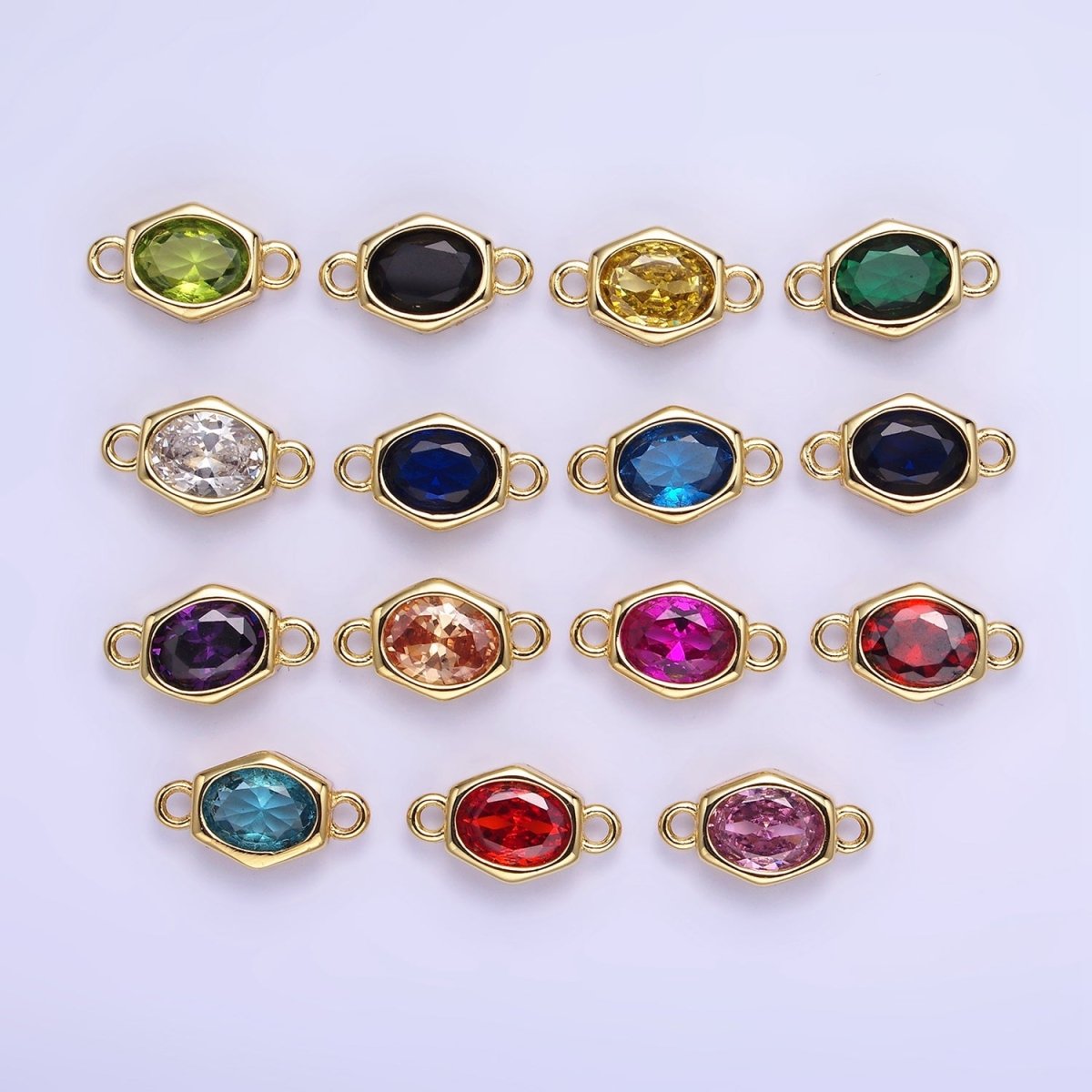 14K Gold Filled CZ Round Hexagonal Edged Connector | G414 - G421 - DLUXCA
