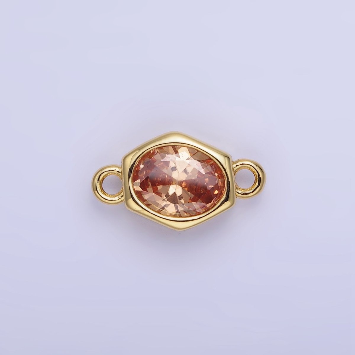 14K Gold Filled CZ Round Hexagonal Edged Connector | G414 - G421 - DLUXCA