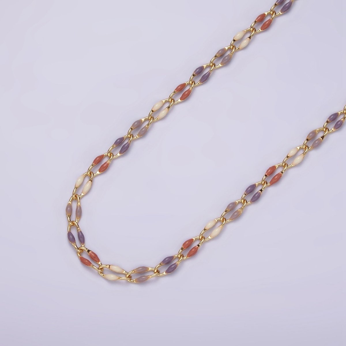 14k Gold Filled Dainty Gold Oval Cable Link Chain Neon Enamel Chain by Yard, Unfinished Chain For Jewelry Supply | ROLL - 598 to ROLL - 608 ROLL - 1075 ROLL - 1405 - DLUXCA