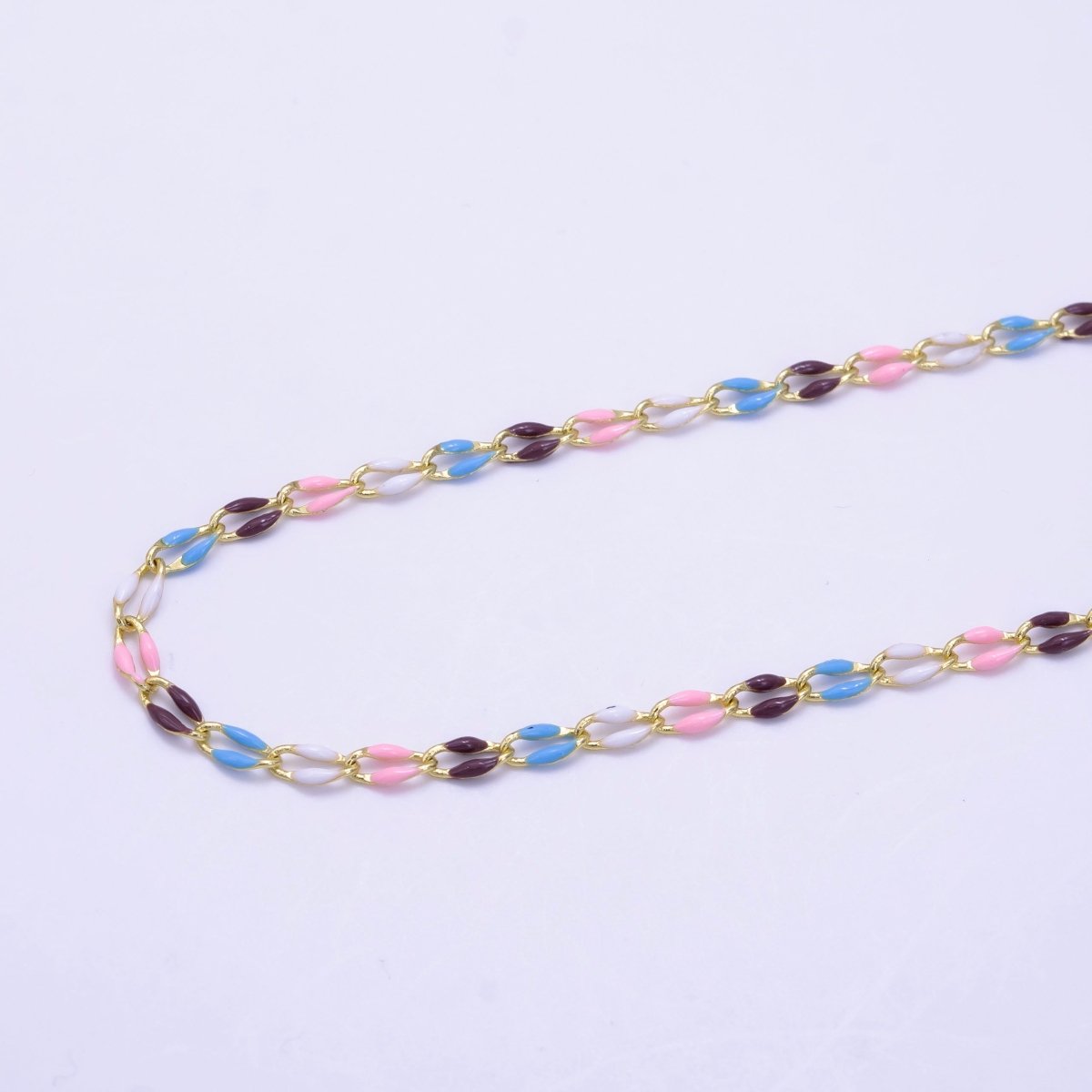 14k Gold Filled Dainty Gold Oval Cable Link Chain Neon Enamel Chain by Yard, Unfinished Chain For Jewelry Supply | ROLL - 598 to ROLL - 608 ROLL - 1075 ROLL - 1405 - DLUXCA