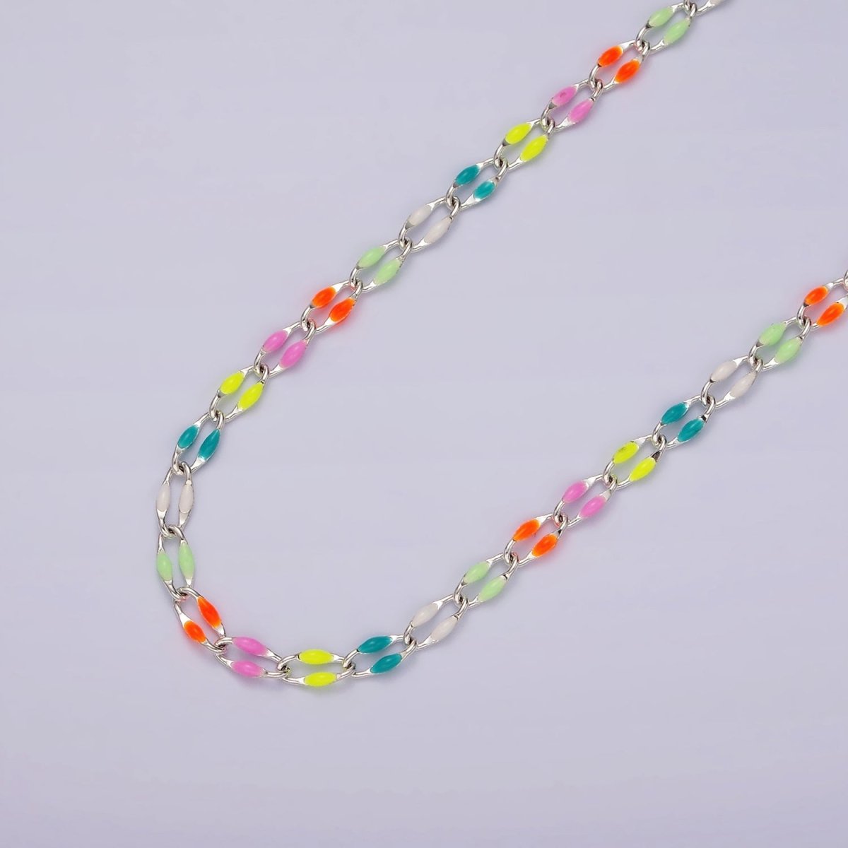 14k Gold Filled Dainty Gold Oval Cable Link Chain Neon Enamel Chain by Yard, Unfinished Chain For Jewelry Supply | ROLL - 598 to ROLL - 608 ROLL - 1075 ROLL - 1405 - DLUXCA