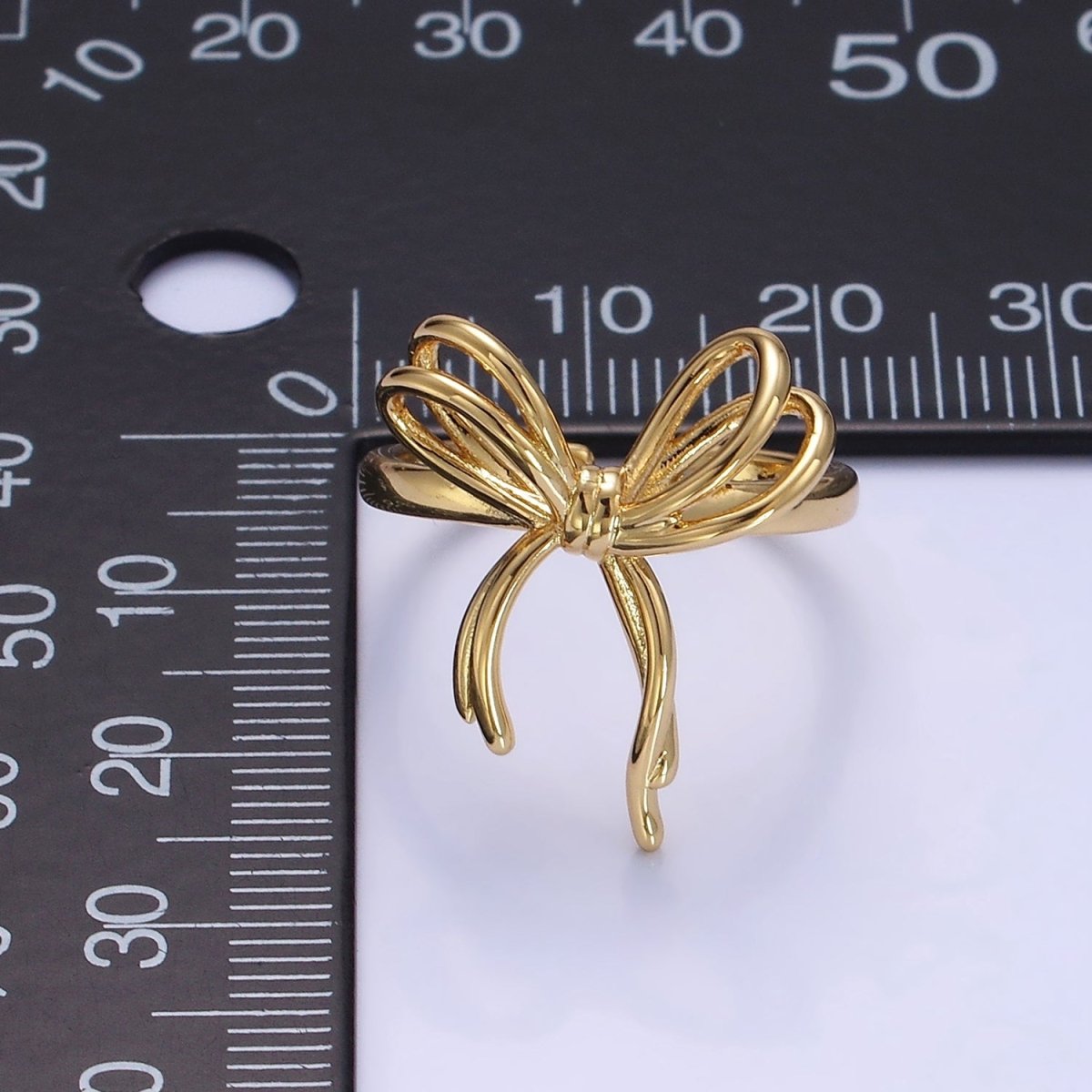 14K Gold Filled Double Tied Bow Ribbon Ring in Gold & Silver | R208 R209 - DLUXCA