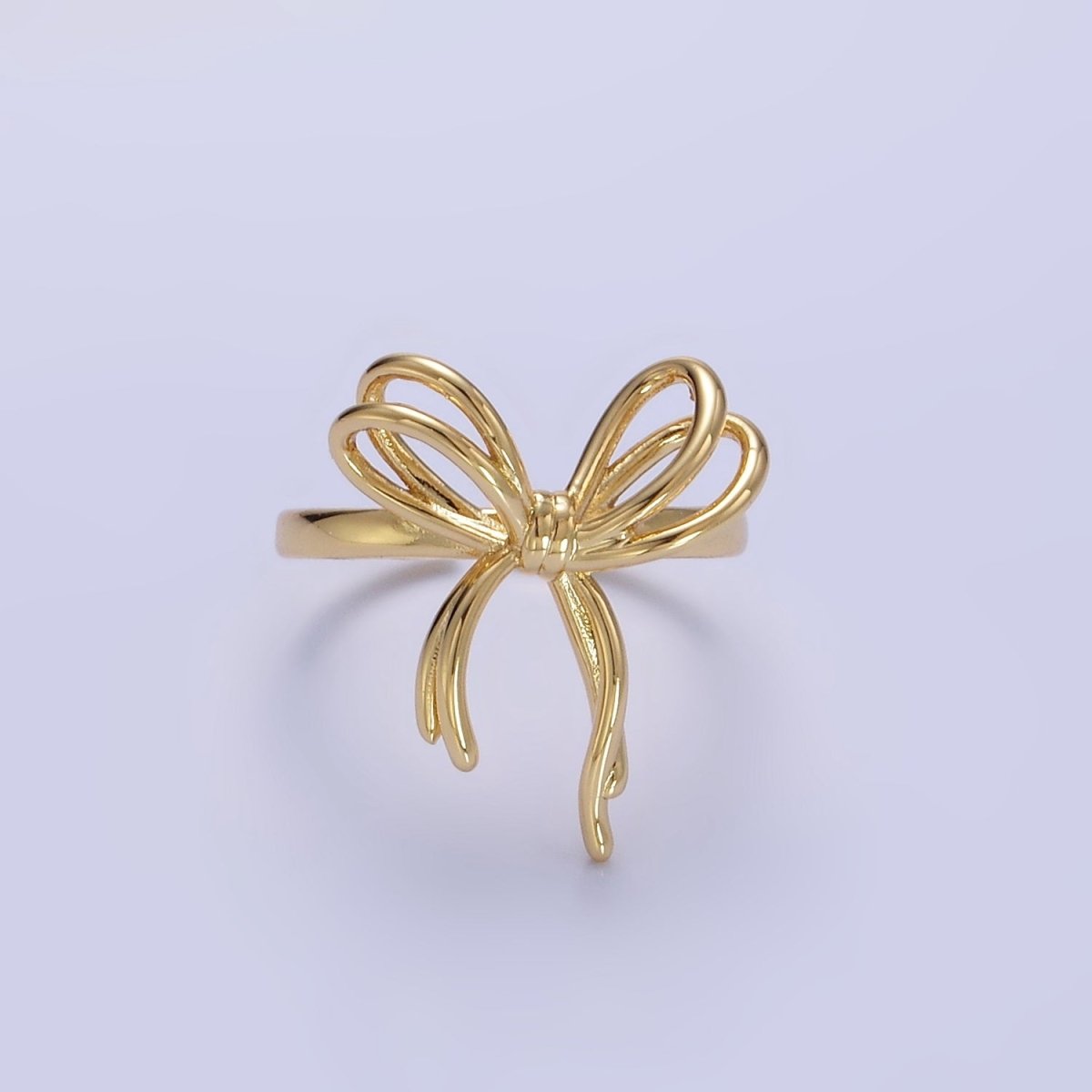 14K Gold Filled Double Tied Bow Ribbon Ring in Gold & Silver | R208 R209 - DLUXCA