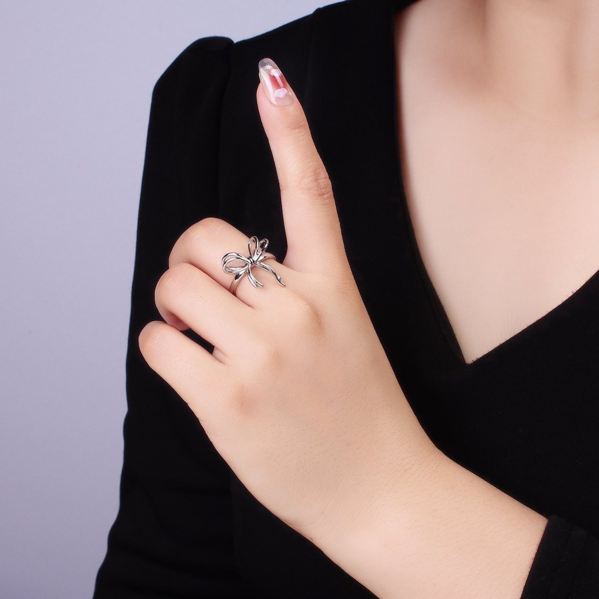 14K Gold Filled Double Tied Bow Ribbon Ring in Gold & Silver | R208 R209 - DLUXCA