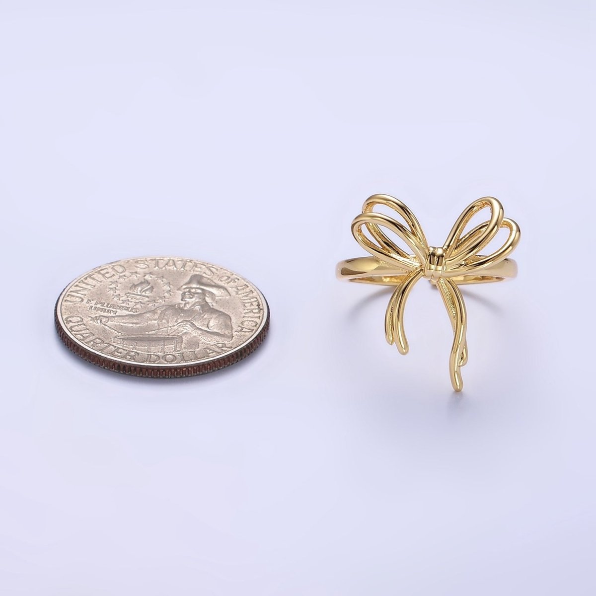 14K Gold Filled Double Tied Bow Ribbon Ring in Gold & Silver | R208 R209 - DLUXCA