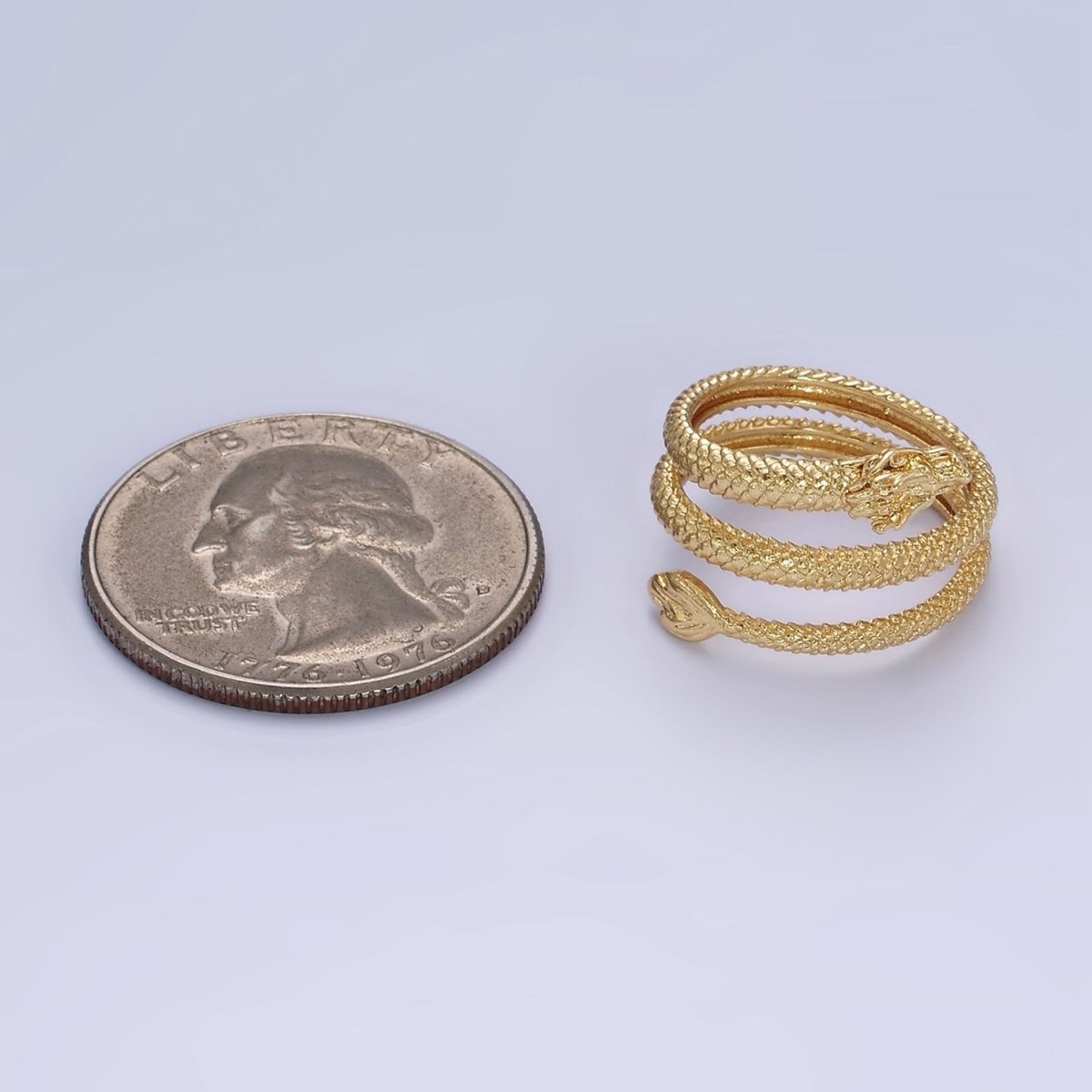 14K Gold Filled Dragon Scale-Textured Triple Band Wrap Ring | O1361 - DLUXCA