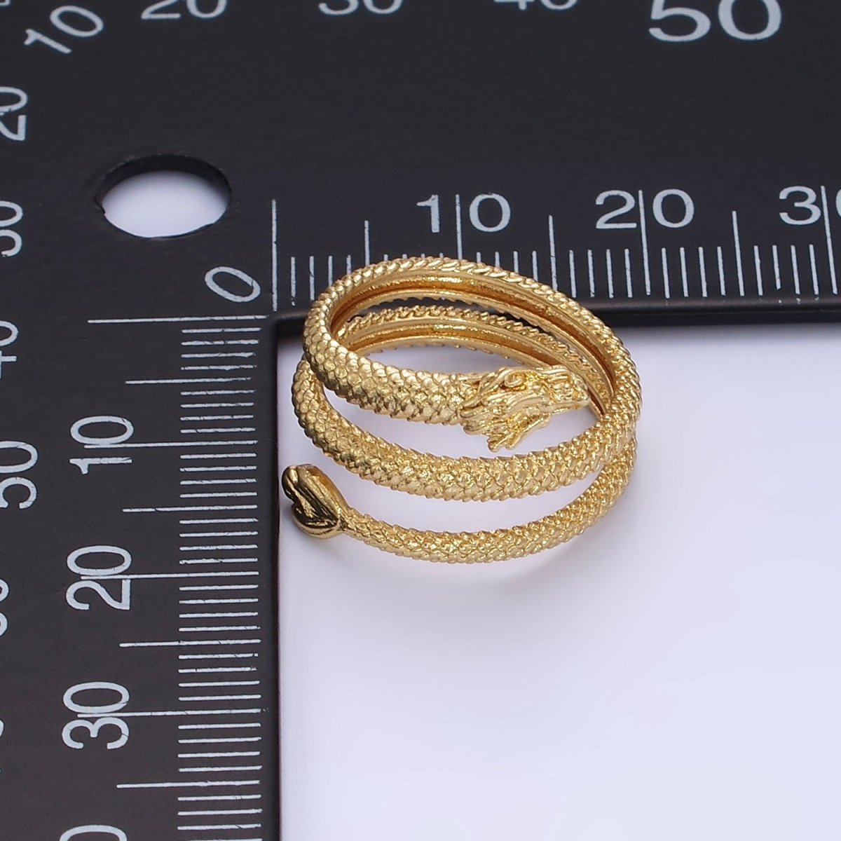 14K Gold Filled Dragon Scale-Textured Triple Band Wrap Ring | O1361 - DLUXCA