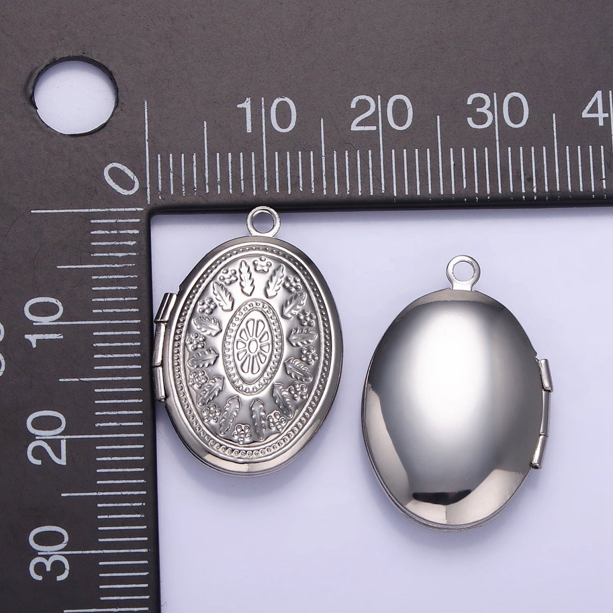 14K Gold Filled Flower Leaf Nature Oval Dome Minimalist Locket Charm | AA - 1203 - DLUXCA