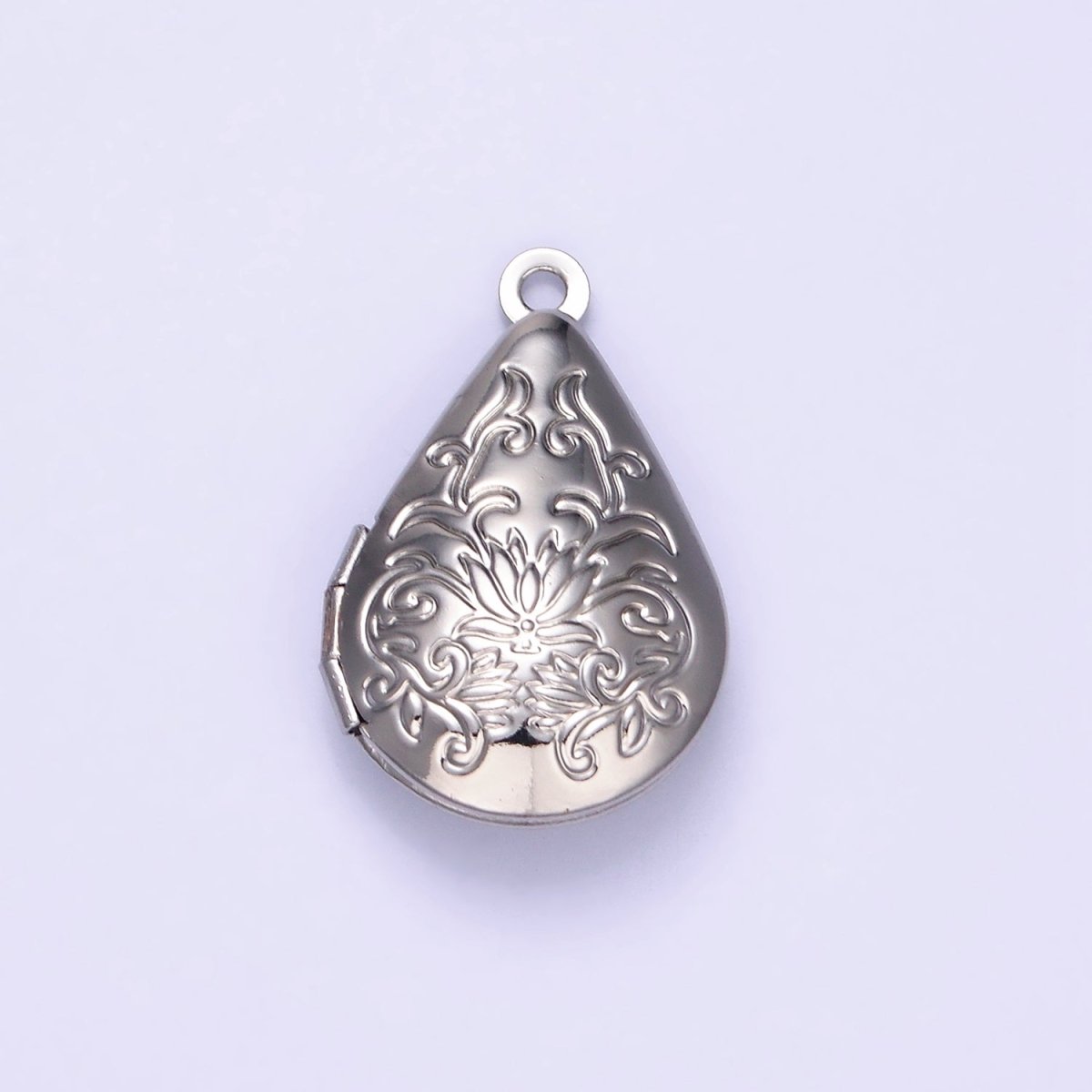 14K Gold Filled Flower Vine Leaf Teardrop Dome Minimalist Locket Charm | AG616 - DLUXCA