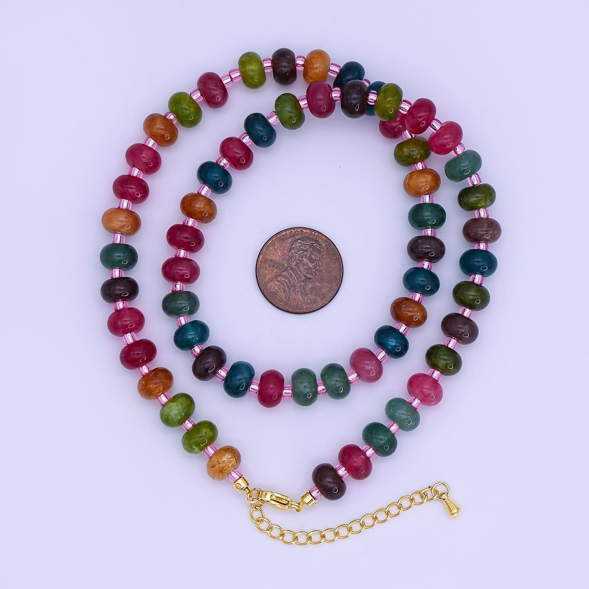 14K Gold Filled Gradient Multicolor Gemstone 16 Inch, 18 Inch Necklace | WA - 3147 WA - 3148 - DLUXCA