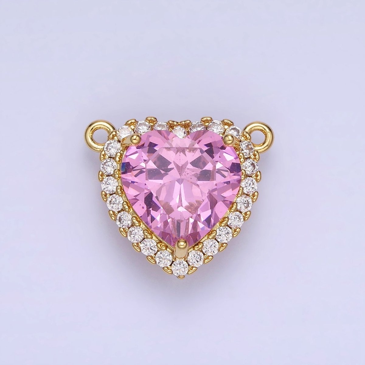 14K Gold Filled Green, Pink, Purple, Clear, Yellow, Red CZ Micro Paved Connector in Gold & Silver | G370 - G375 - DLUXCA