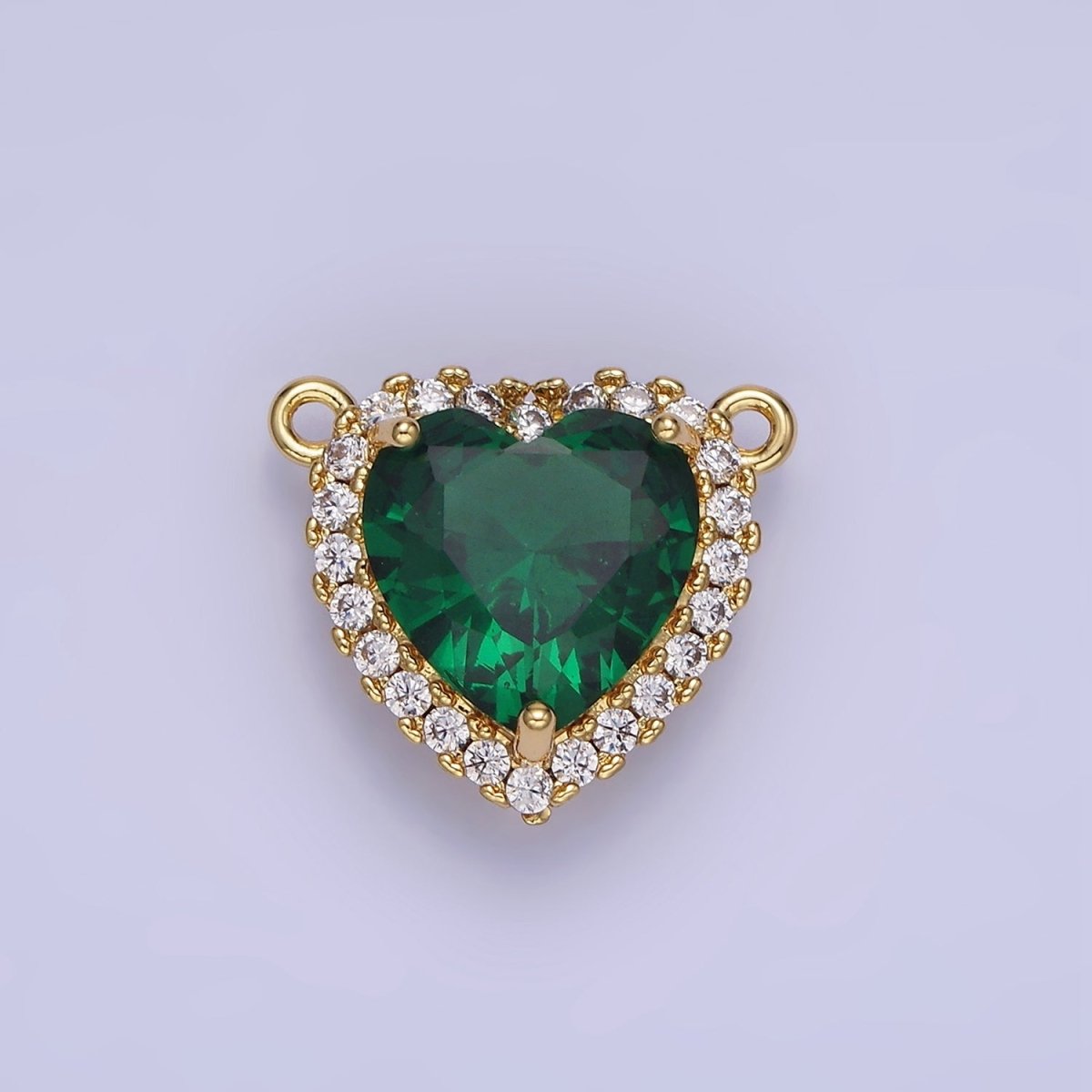 14K Gold Filled Green, Pink, Purple, Clear, Yellow, Red CZ Micro Paved Connector in Gold & Silver | G370 - G375 - DLUXCA