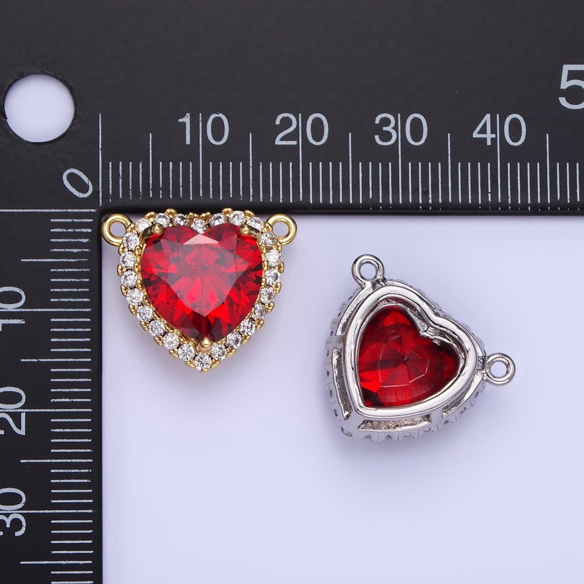 14K Gold Filled Green, Pink, Purple, Clear, Yellow, Red CZ Micro Paved Connector in Gold & Silver | G370 - G375 - DLUXCA