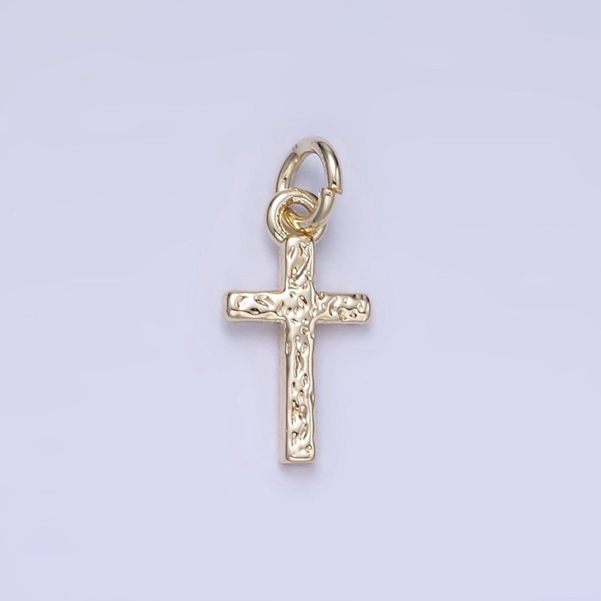 14K Gold Filled Hammered Religious Cross Mini Charm | W657 - DLUXCA