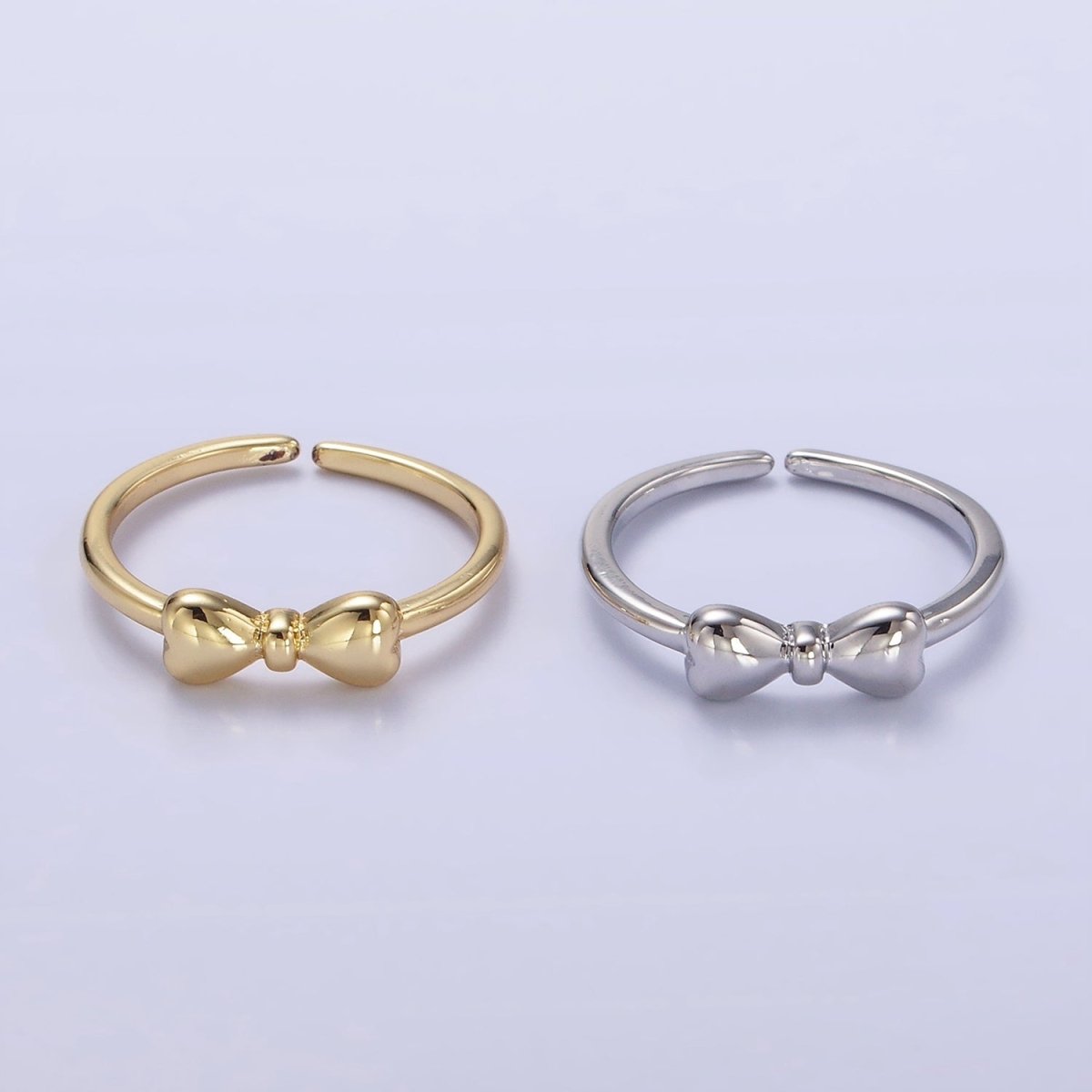 14K Gold Filled Heart Ribbon Dainty Ring in Gold & Silver | O1384 O1385 - DLUXCA