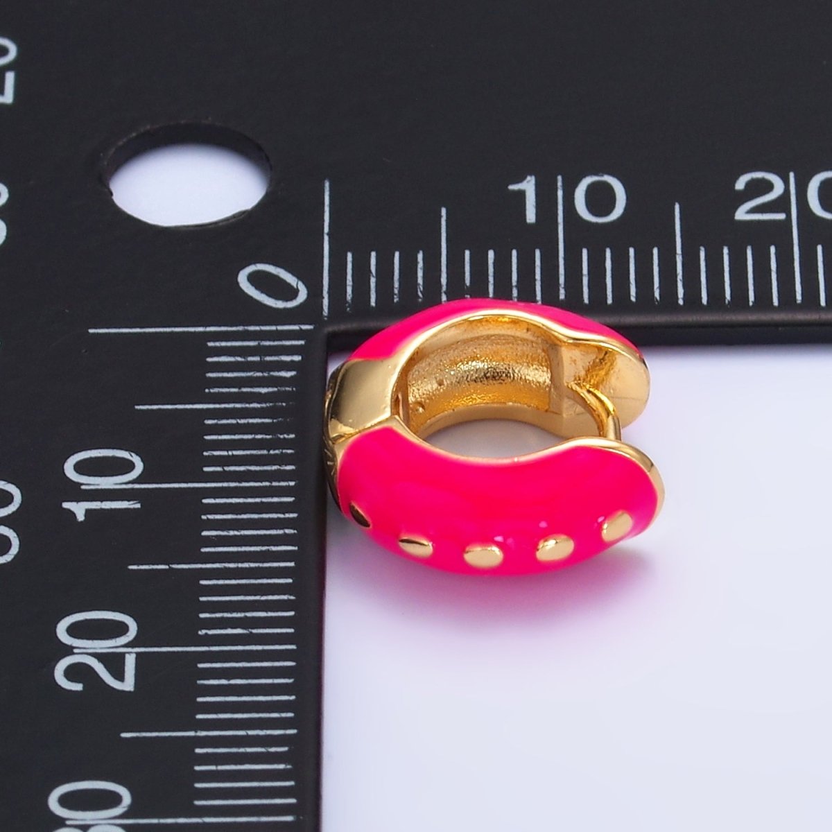 14K Gold Filled Hot Pink, Baby Pink, Black, White, Green Enamel Dotted Cartilage Huggie Earrings | T108 - T111 T188 - DLUXCA